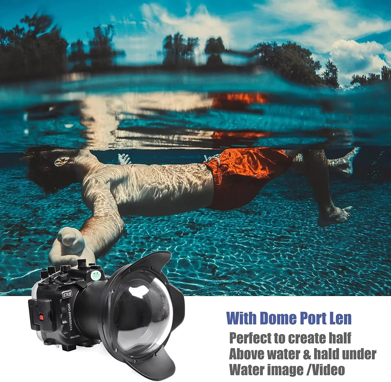 Seafrogs [40M/130FT] Underwater Housing Waterproof Case w/ 6 Inch Dome Port Kit for Sony    -7R  Compatible with Sony  16-35mm /4 28-70mm .5-5.6, 12-24mm   Lens-Black