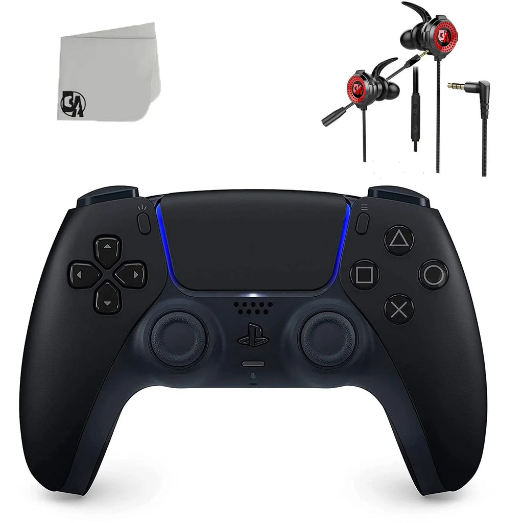 Sony Dual Sense Black Gaming Controller For  Console + Wired Earbuds   Bundle Like New