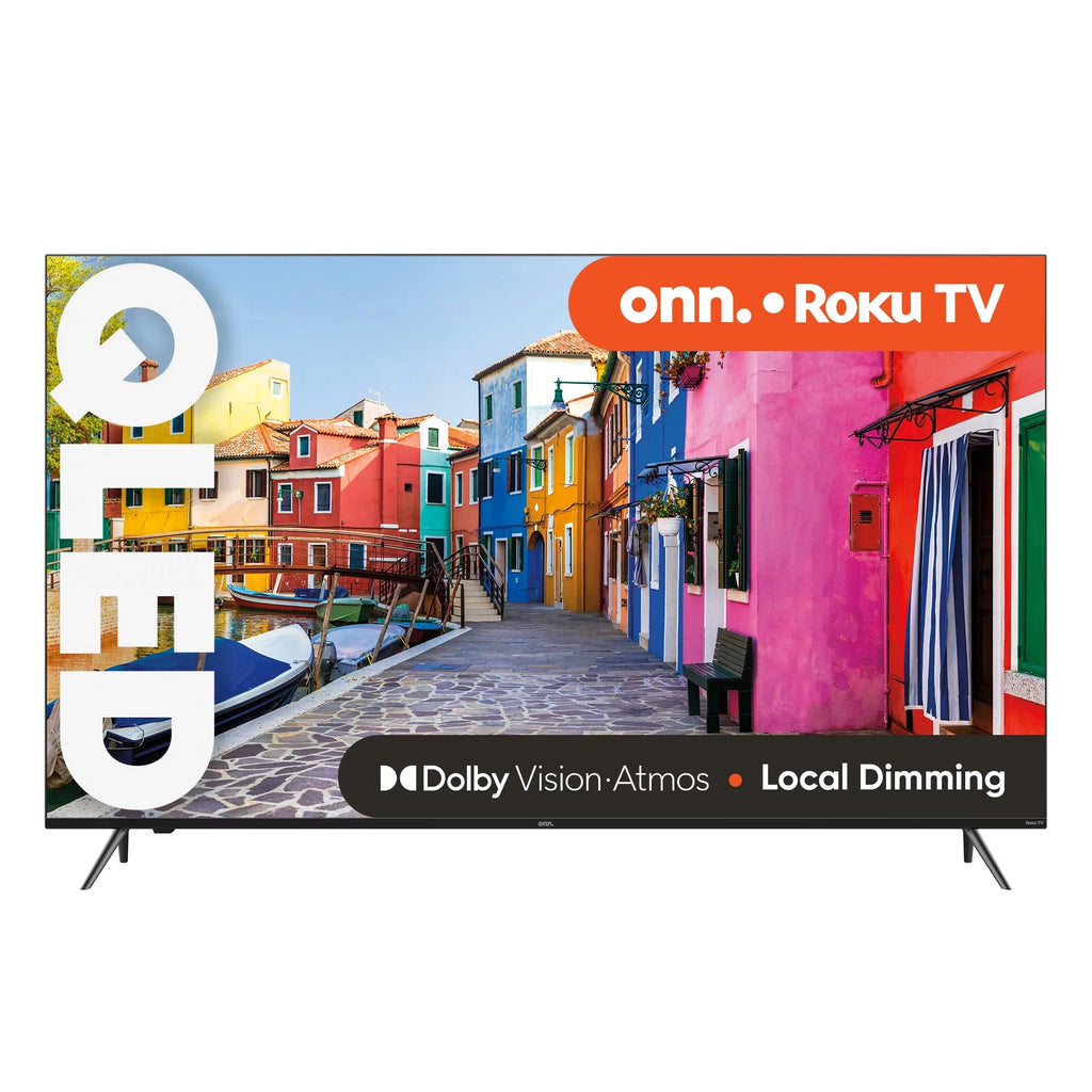 onn. 65”  4K  (2160p) Roku Smart  with Dolby Atmos, Dolby Vision, Local Dimming, 120hz Effective Refresh Rate, and  (100071705)
