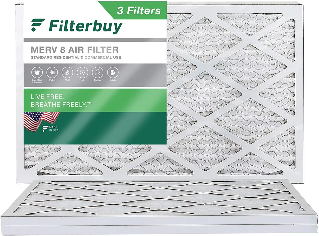 Filterbuy 10x30x1  8 Pleated   Furnace Air Filters (3-Pack)