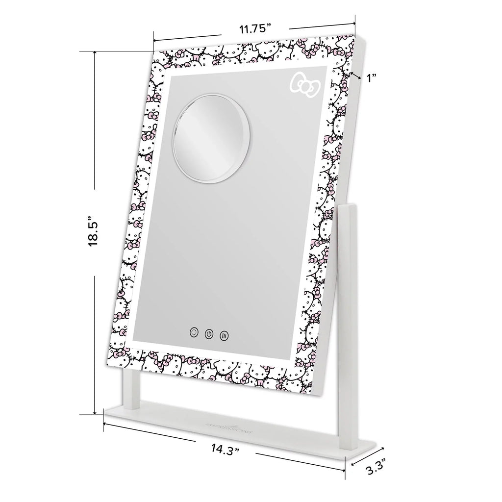 Impressions Vanity Hello Kitty Cute Tri Tone  Makeup Mirror, Lighted Vanity Mirror with Lights and 3X Magnification, 360 Degree Swivel Mirror with Touch and Iron Quality Frame (White)