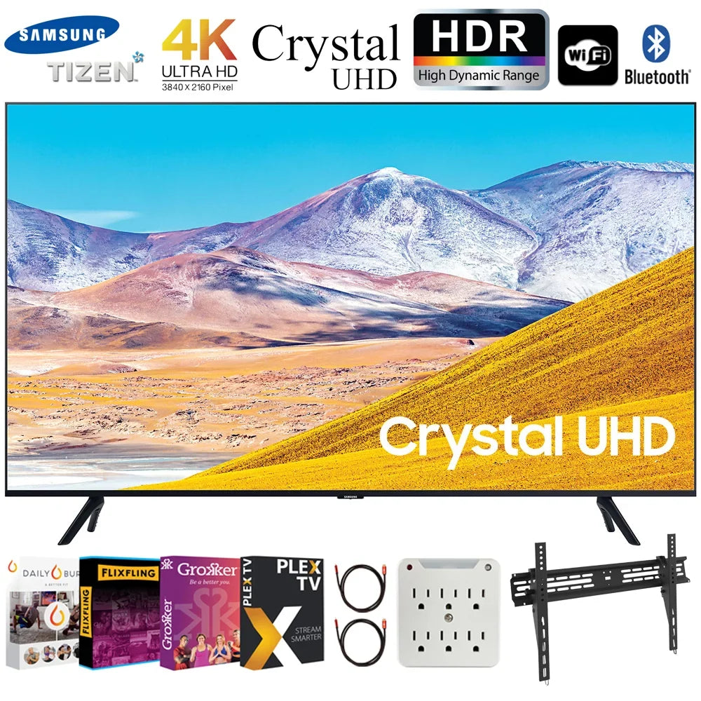 Samsung  85" 4K Ultra  Smart   (2020 Model) Bundle with Premiere Movies Streaming 2020 + 30-100 Inch  Wall Mount + 6-Outlet Surge Adapter + 2x 6FT 4K  2.0 Cable