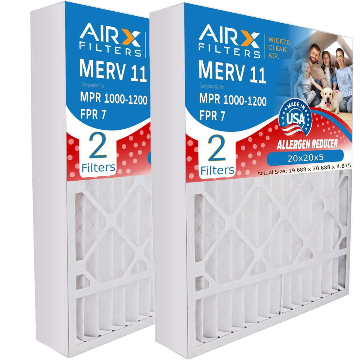 20x20x5 Air Filter  11 Comparable to  1000,  1200 &  7 Compatible with Air Bear 259112-103 Premium  Made 20x20x5 Furnace Filter 2 Pack by     .