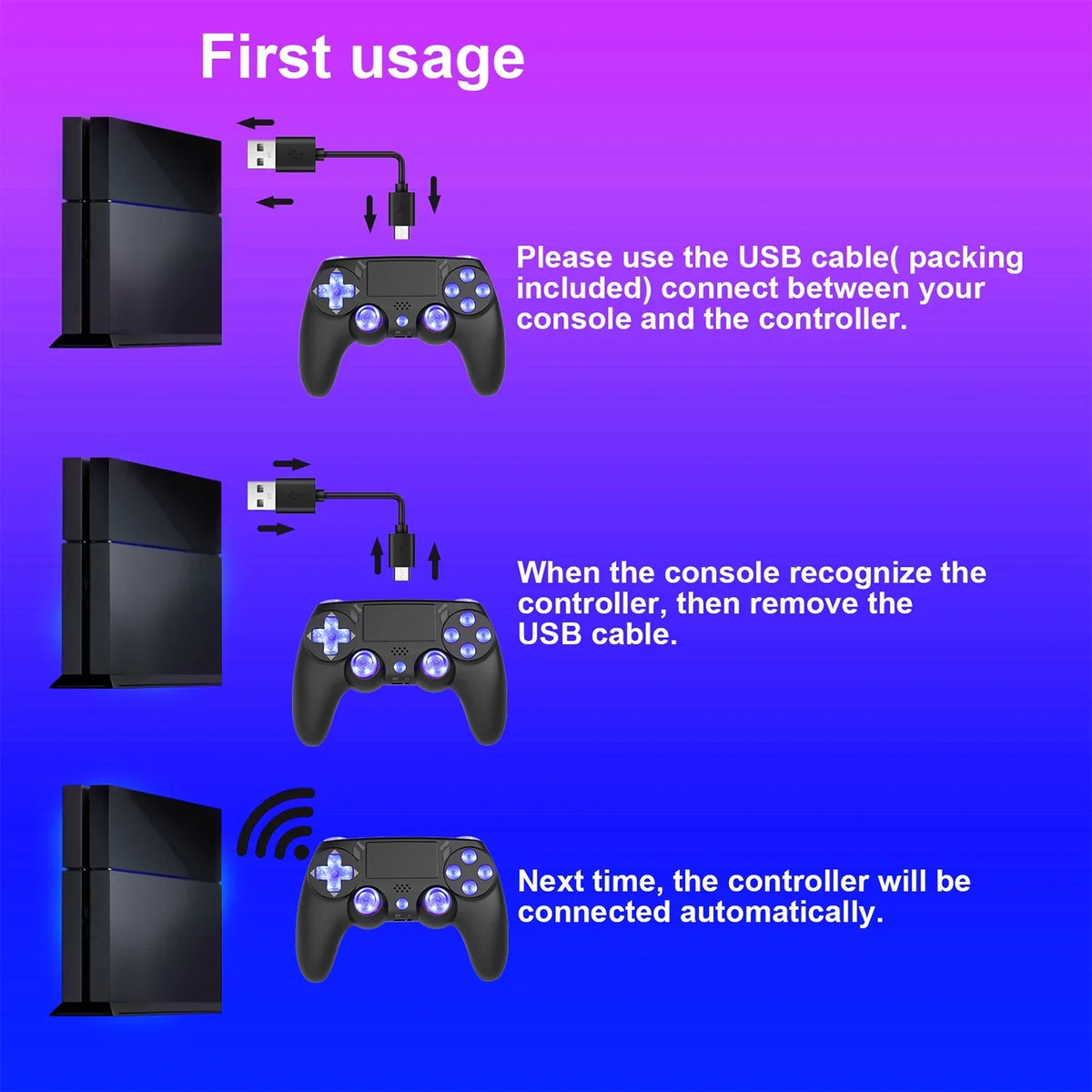 Wireless Controller Game Joystick Controller for / Slim/Pro,Compatible with  Console-Black