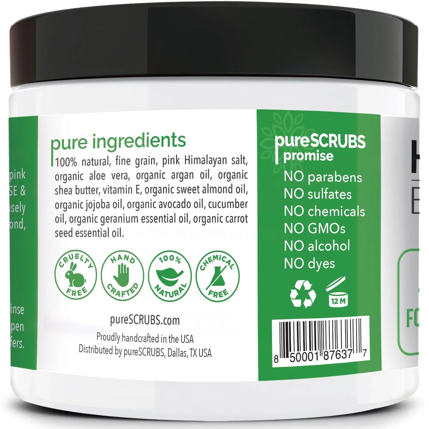 pureSCRUBS Premium Pink Himalayan Salt Body Scrub Set- Large 16oz    - Infused With Organic Essential Oils & Nutrients +  Wooden Spoon, Loofah & Mini Exfoliating Bar Soap