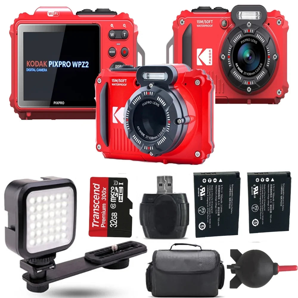 Kodak   Digital Camera (Red)+ Extra Battery +  - 32GB Kit
