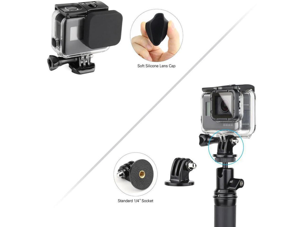 45m Underwater Waterproof Dive Housing Case with 3-Pack Dive Filters for GoPro Hero 5 6 7 Black Hero (2018) - Include Backdoor, Quick Release Buckle, Thumb Screw, Tripod Adapter, Lens Cap