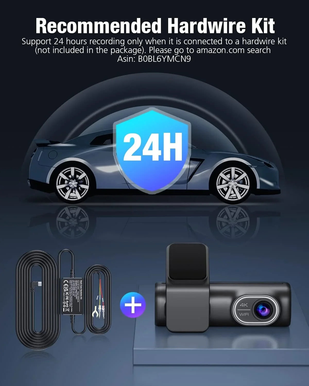 Dash Cam Front and Rear 4K/2K/1080P+1080P 5G WiFi  for Cars with Free 64G  Card, Night Vision, 24h Parking Mode,170°Wide, -Sensor, Loop Recording,