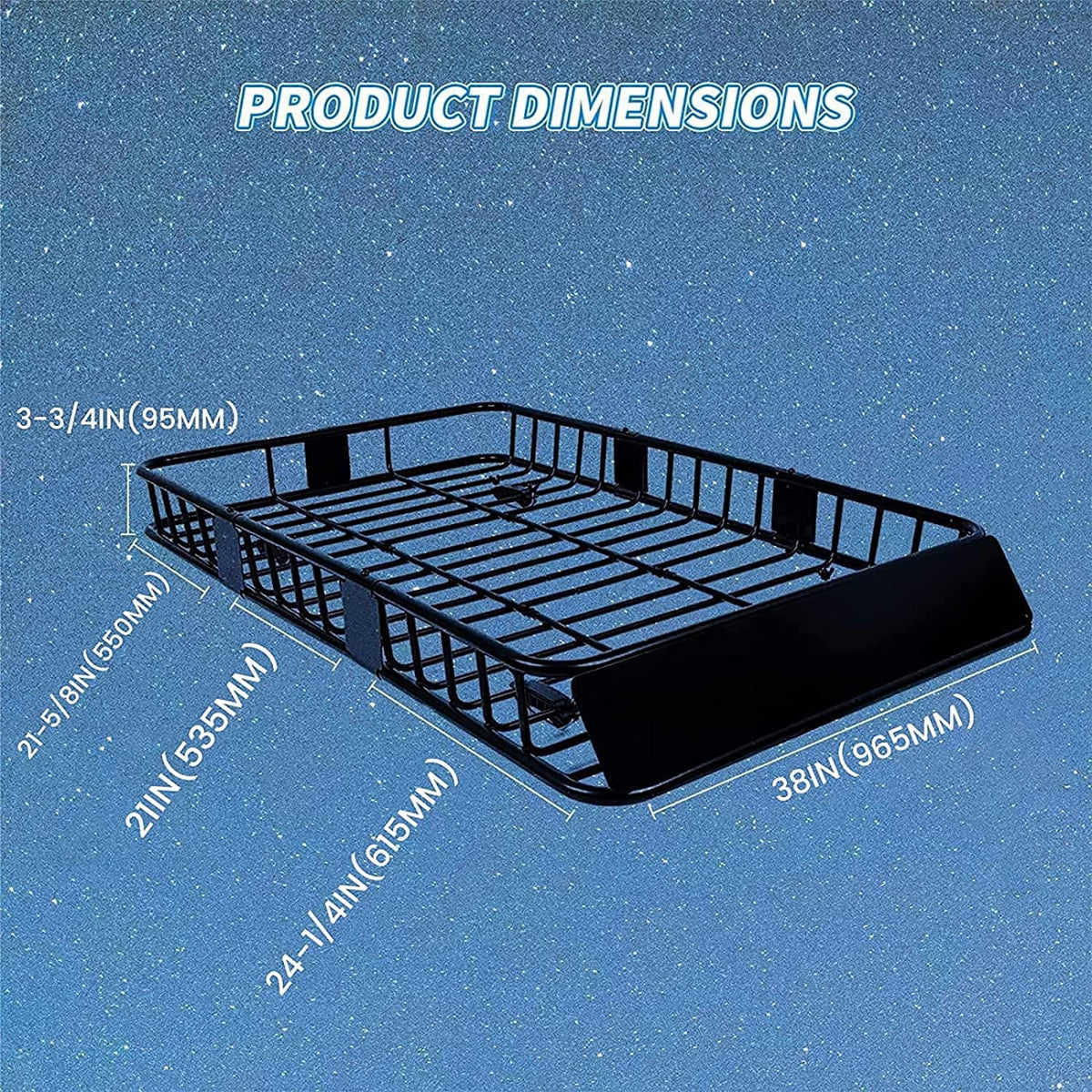 64" x 39" x 6'' Universal Roof Rack Cargo Carrier with Extension 250LBS Weight Capacity Heavy Duty Steel Car  Top Luggage Storage Holder Basket for Travel