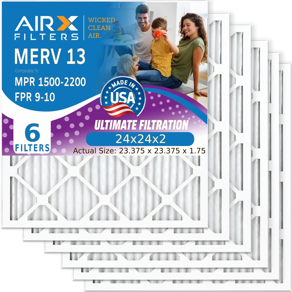 24x24x2 Air Filter  13 Comparable to  1500 - 2200 &  9 Electrostatic Pleated Air Conditioner Filter 6 Pack   Premium  Made 24x24x2 Furnace Filters by     .