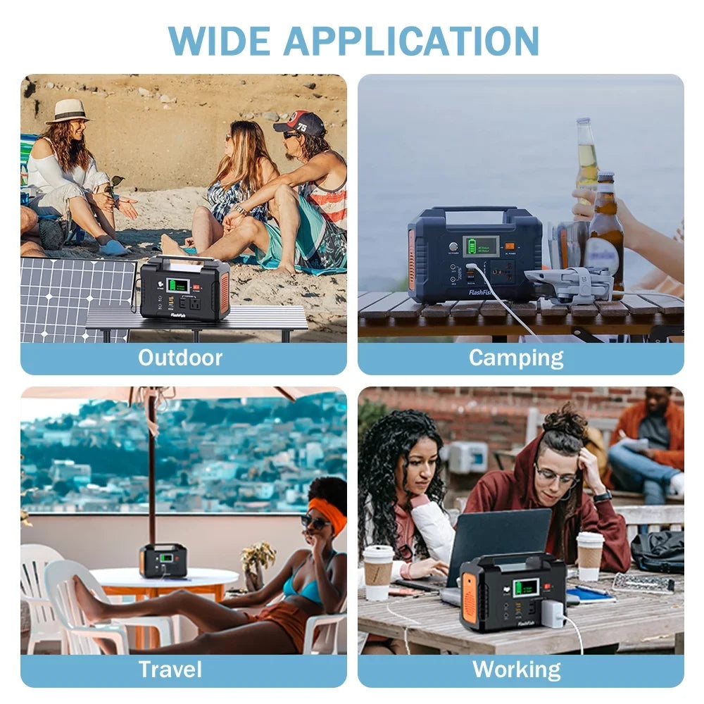 Flashfish PortableStation,3 Modes  Portable 200w Batterye200 Modes - 200w BatteryStation With 3 40800mah/151wh Solar - 40800mah/151wh 200w Modes Station With Solar -and Modes