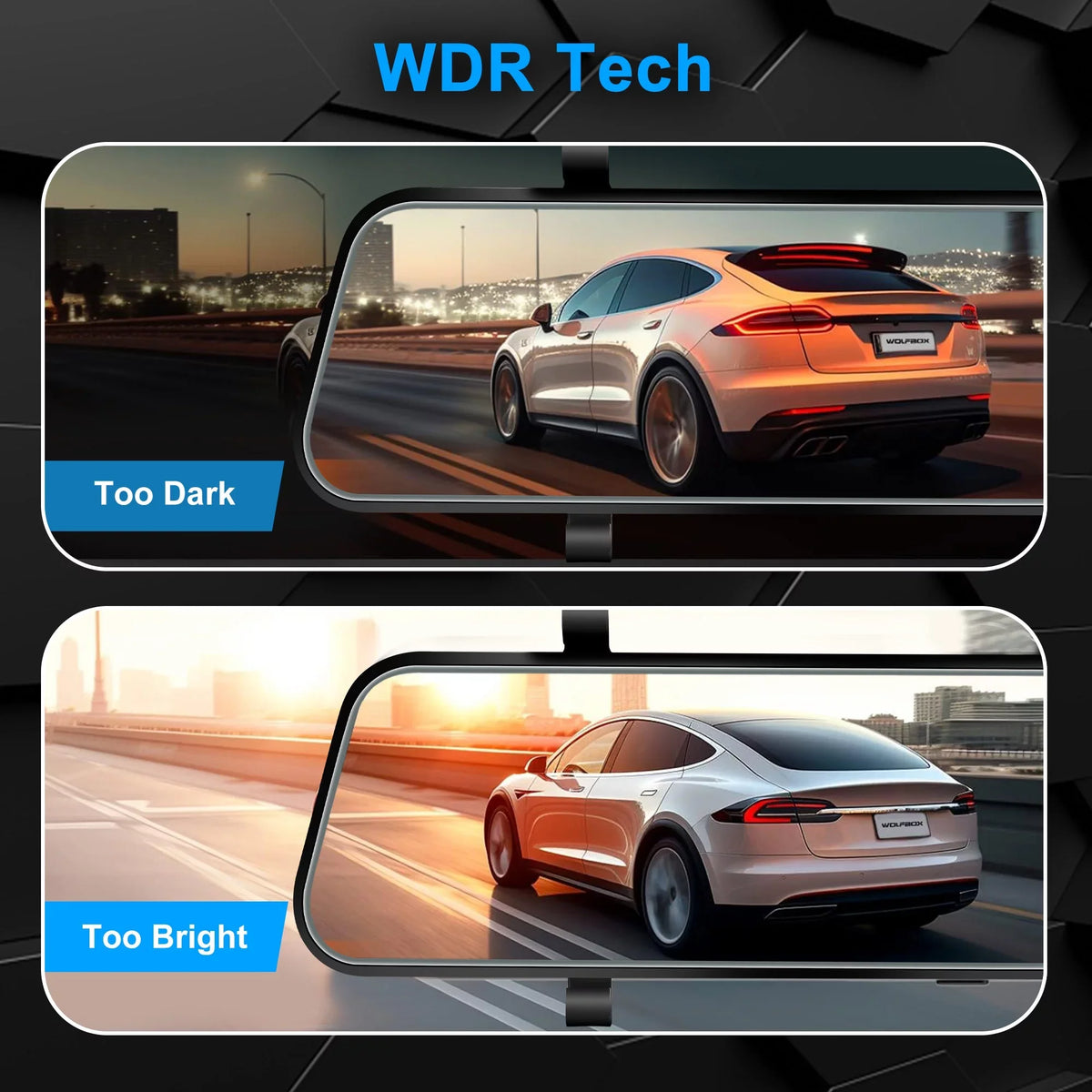 Car Rear View Mirror Camera,  1080P Dash Cam Backup Camera, Dual Driving Recorder with Night Vision, -Sensor,  Touch Screen