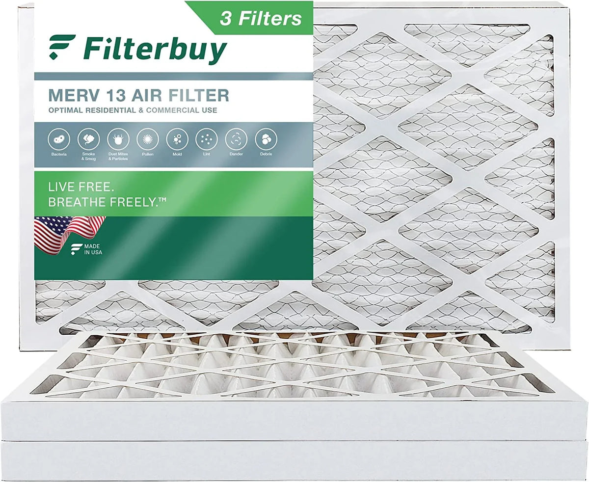 Filterbuy 16x25x2  13 Pleated   Furnace Air Filters (3-Pack)