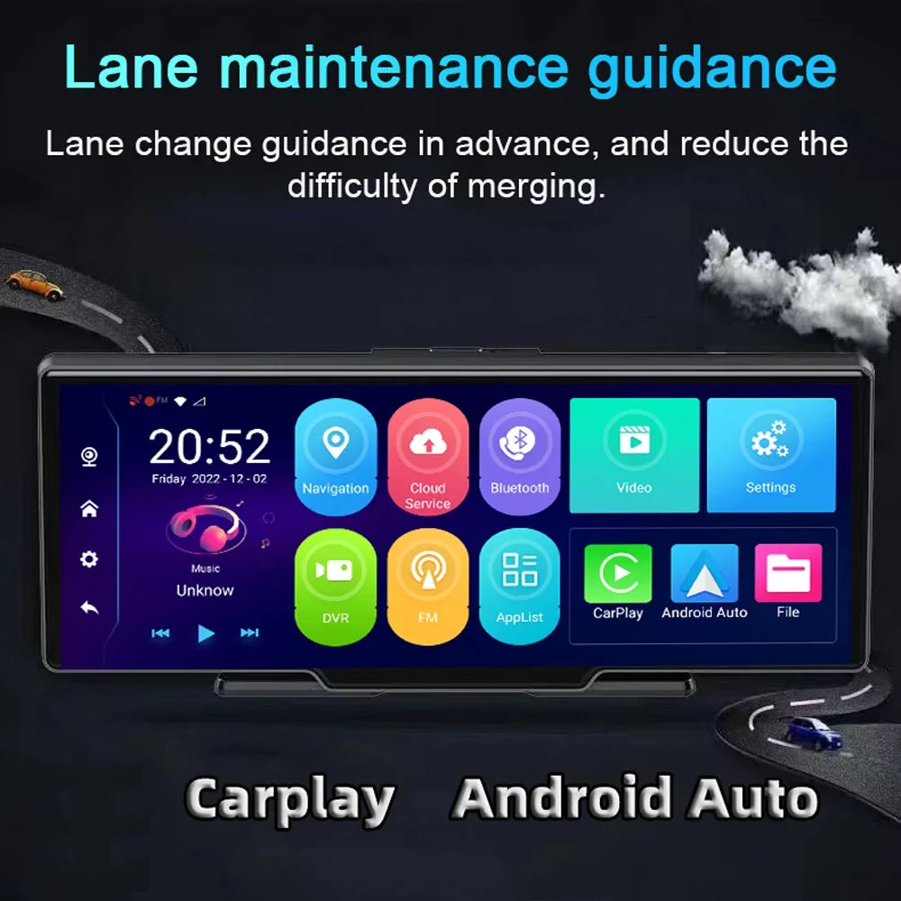 ametoys Multi-language Dual Lens Car Video Recorder Auto Dash Cam Car Recorder Night Viewing 10.26in  170 Degree Wide Angle Car Global Positioning System Navigation