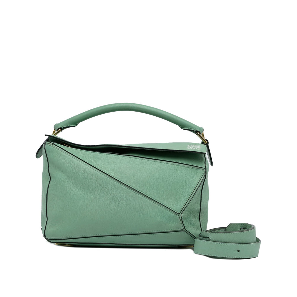 Pre-Owned Authenticated  Medium Puzzle Satchel Calf Leather Green Unisex (Good)