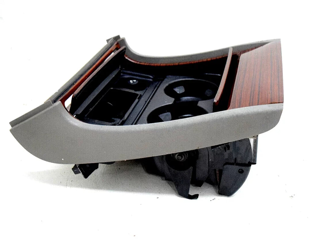 Center Console Cup Holder Woodgrain + Gray Compatible With 03 04 05 06 Cadillac Escalade