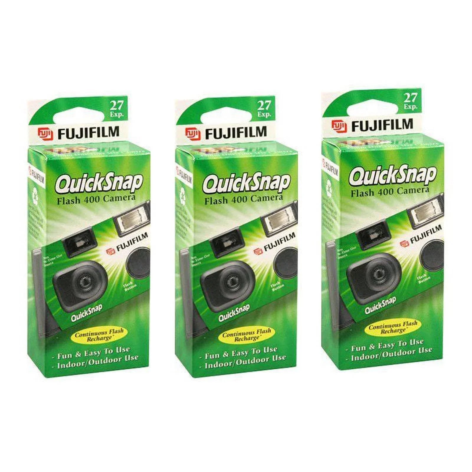 3 Fujifilm Quicksnap Flash 400  Disposable Single Use 35mm Camera