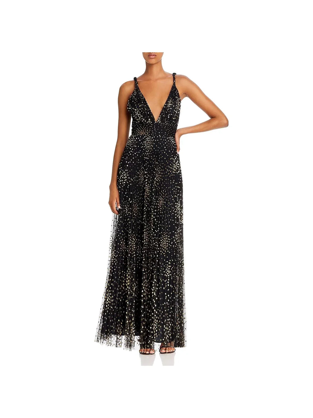 Jill Stuart Womens Metallic Double  Midi Dress Black 2