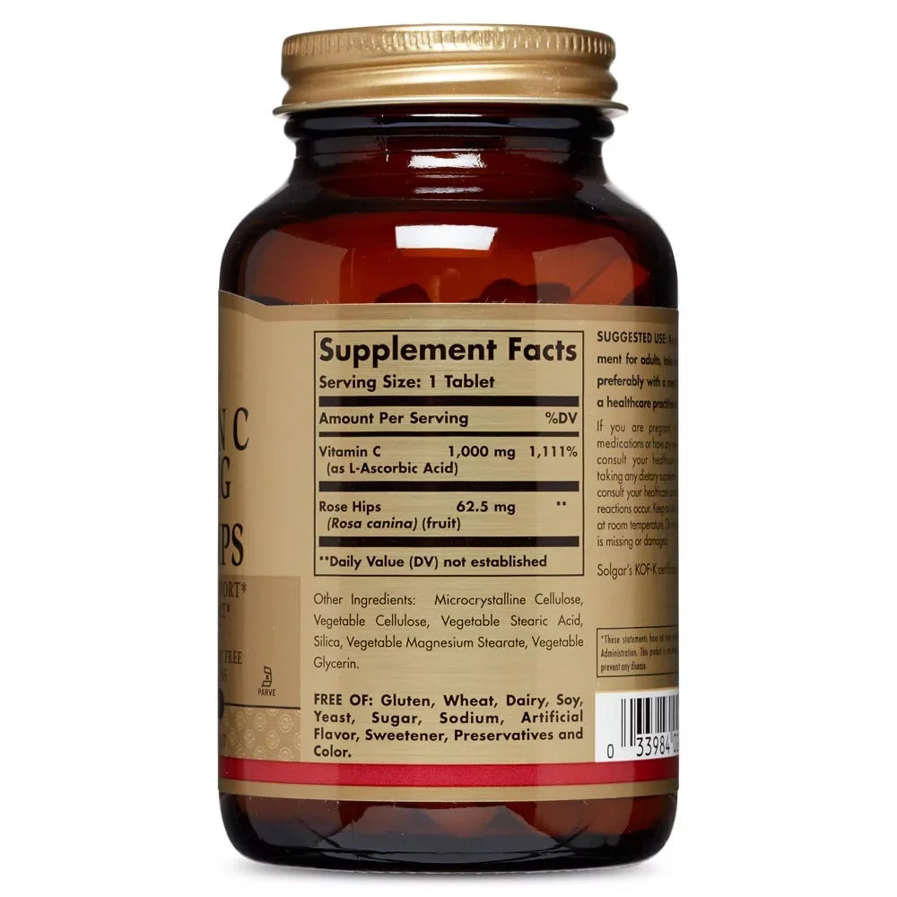 Solgar Vitamin  1000 mg with Rose Hips Tablets, 100 Ct
