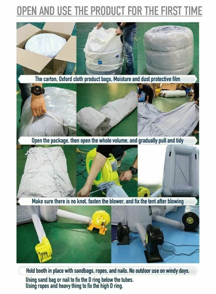 Urbanest Inflatable Paint Booth 33x16.4x11.5Ft With Blowers Car Painting Tent for Car Garage