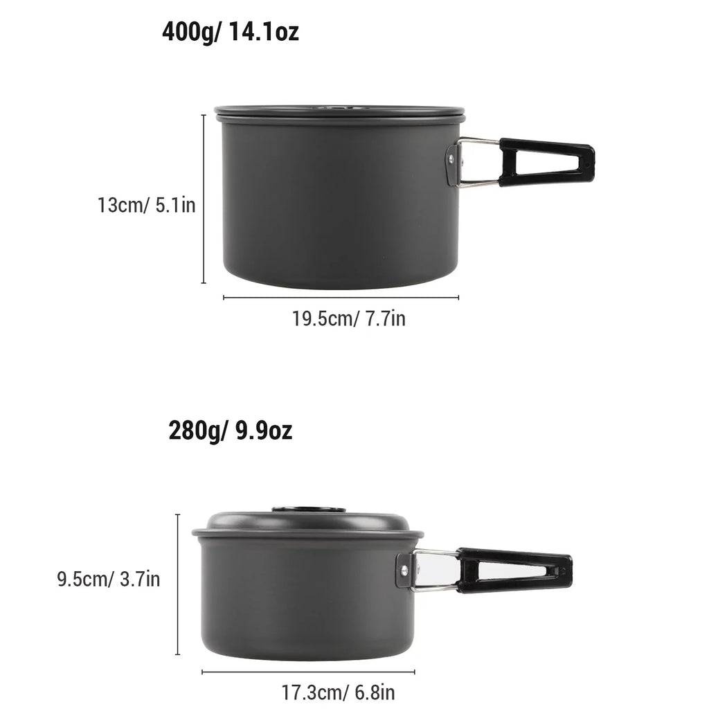 moobody Camping Cookware Mess Kit Non-Stick Pot and Pan Set with Kettle for Camping Hiking Backpacking
