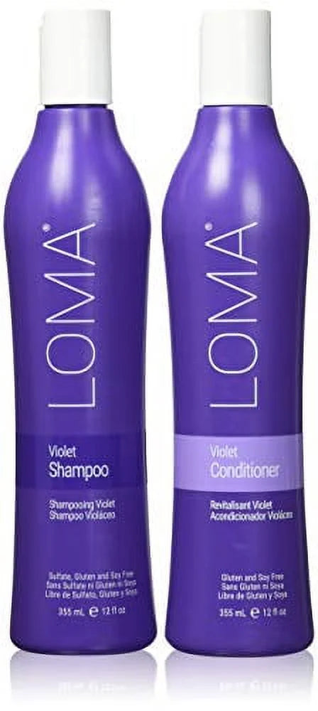 Loma Hair Care Violet Shampoo Violet Conditioner Duo, 12 Fl Oz each