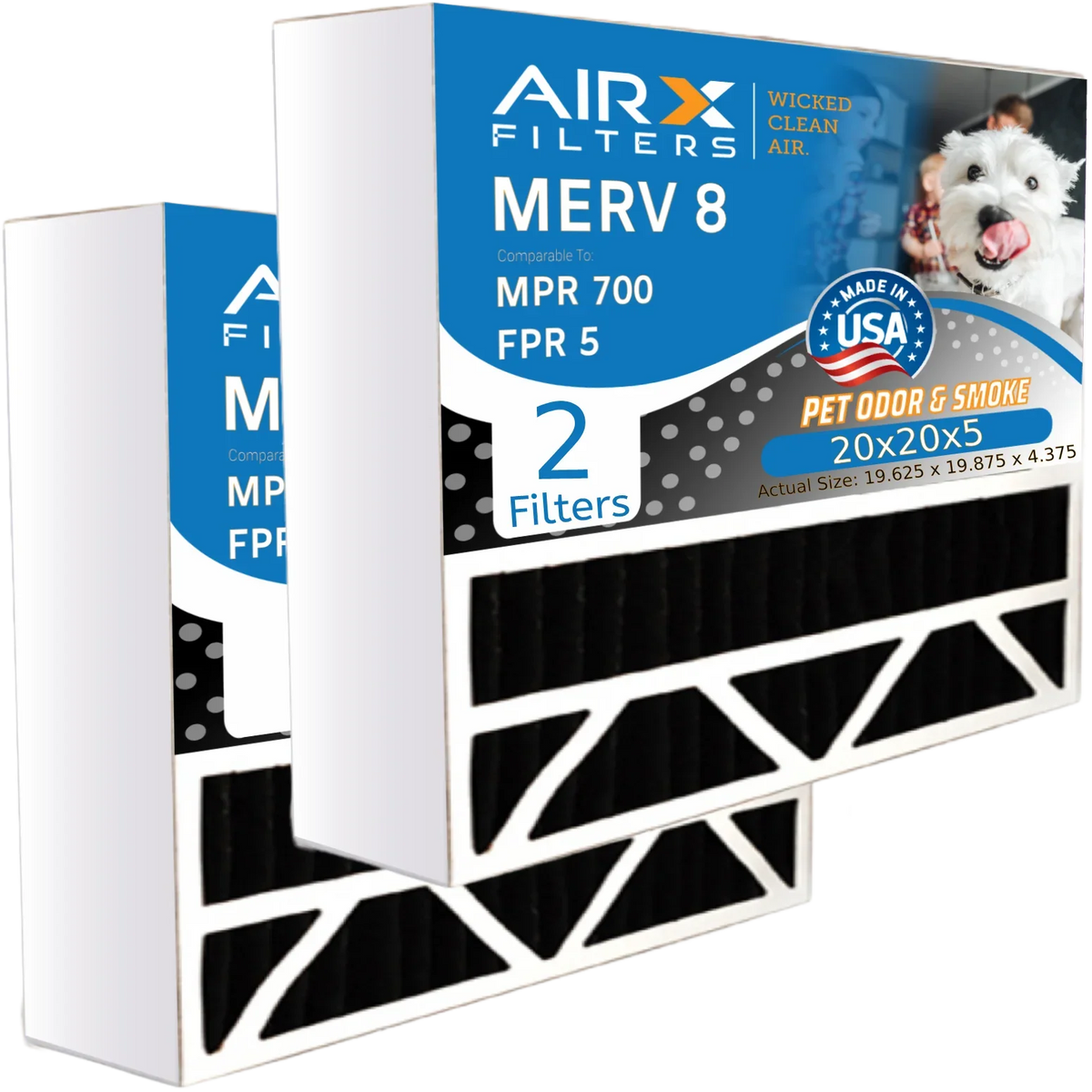 20x20x5 Air Filter Odor Eliminator Carbon Filter  8 Comparable to  700 &  5 Compatible with Honeywell  - 2 Pack by     .