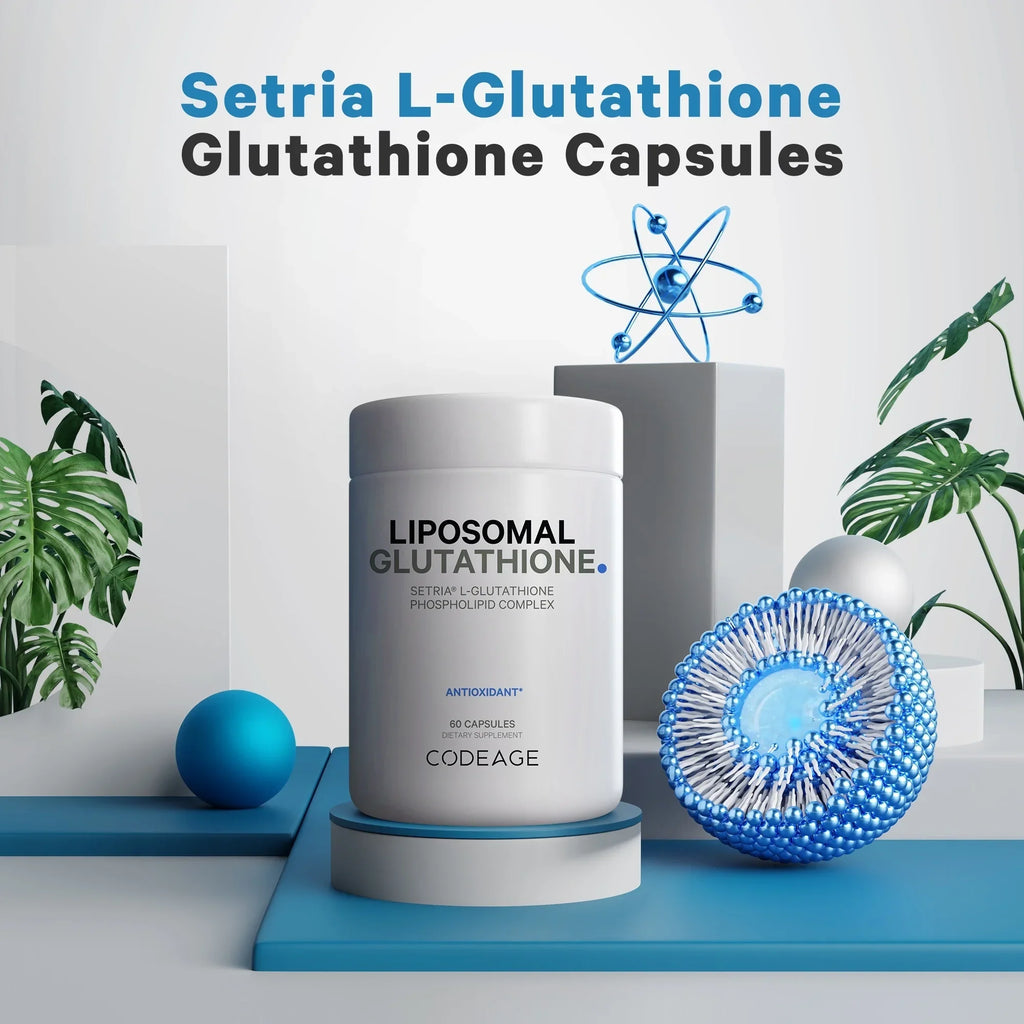 Codeage Liposomal Glutathione, Setria®  Glutathione Capsules, Phospholipid Complex, Vegan, Non-, 60 ct