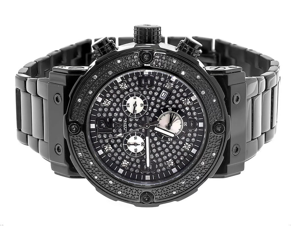 #146 Black Stainless Steel Genuine Diamond Watch 0.25 Ct