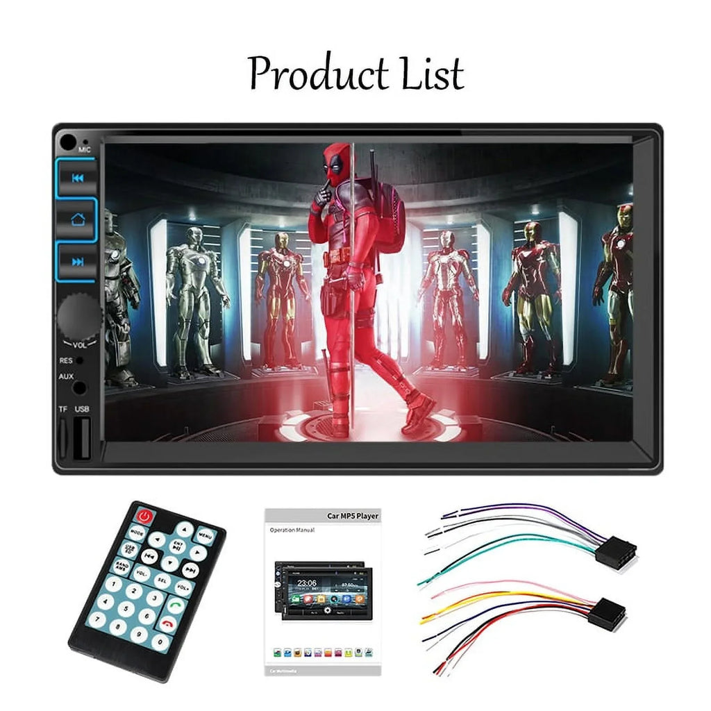 Car Radio 7'' 2 Din Stereo Receiver Bluetooth, Microphone, Mirror Link, Display, , Touch Screen Support Apple Carplay , Android Auto