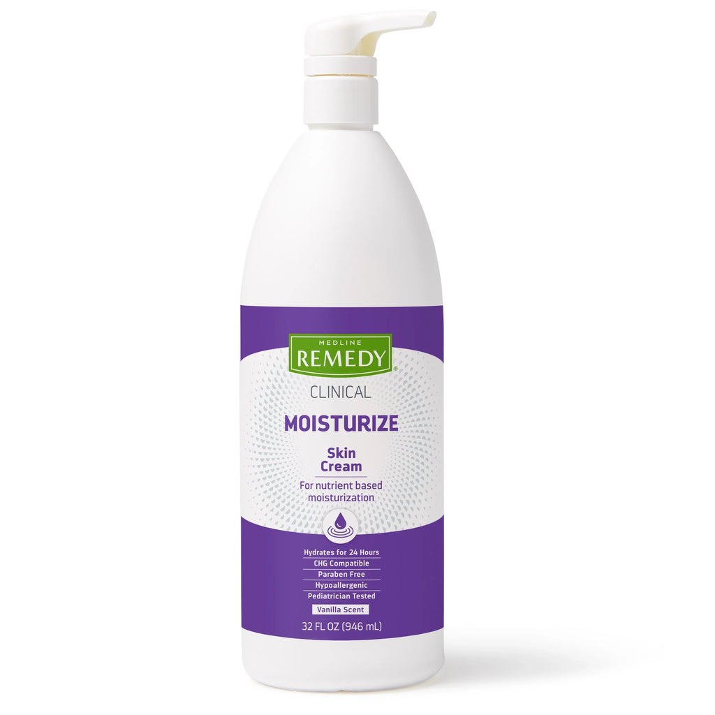 Medline Remedy Clinical Skin Cream, Vanilla Scent (32 fl oz), Moisturizing Face and Body Cream for All Ages