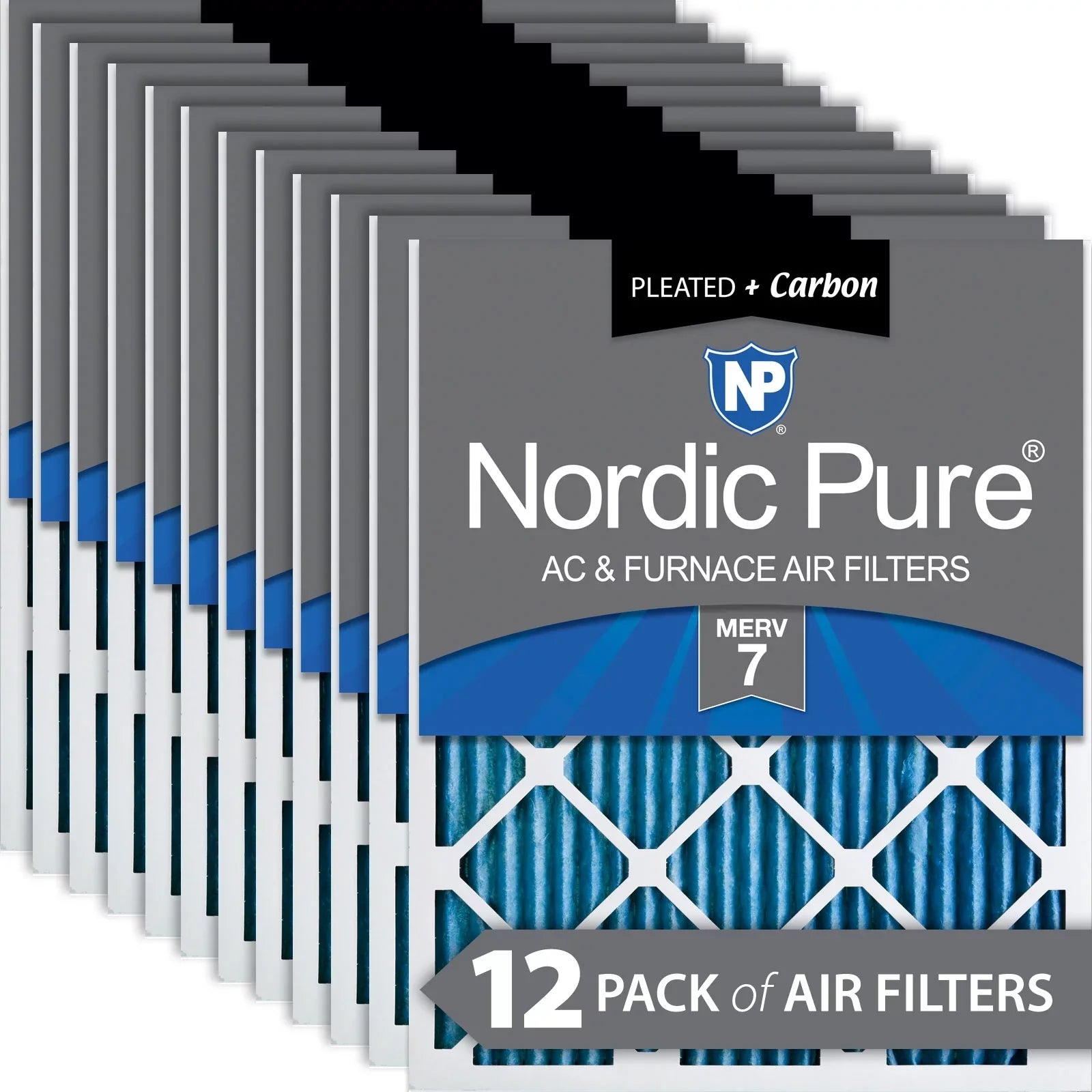 Nordic Pure 10x24x1 Pleated Air Filters  7 Plus Carbon 12 Pack