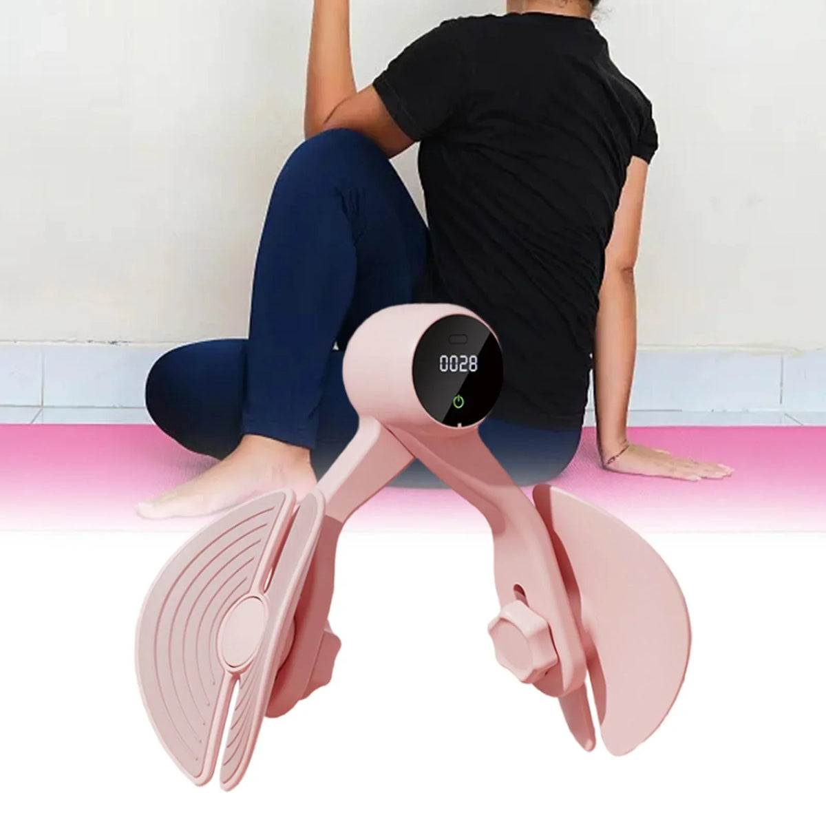Inner Thigh Exerciser, Hip Trainer with Counter, Leg Machine Thigh Muscle Strengthening, Workout Home Gym Compact, Hip Thigh Exerciser Trimmer Pink