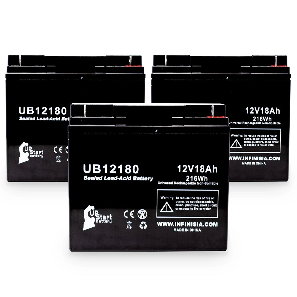 3x Pack - Compatible  14600003401 Battery - Replacement  Universal Sealed Lead Acid Battery (12V, 18Ah, 18000mAh,  Terminal, , )