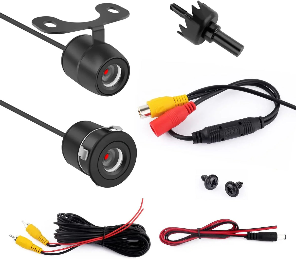 Car Reverse Backup Camera - [ Night Vision] [170°Wide Angle] Front Side Rear View Camera with Dual Purpose Design -