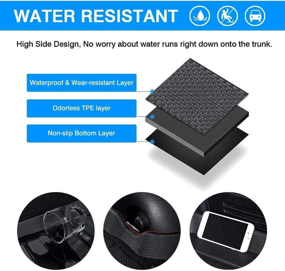 for Jeep Cherokee 2019-2023 Waterproof Custom Carpets Trunk Liner  Cargo Mats