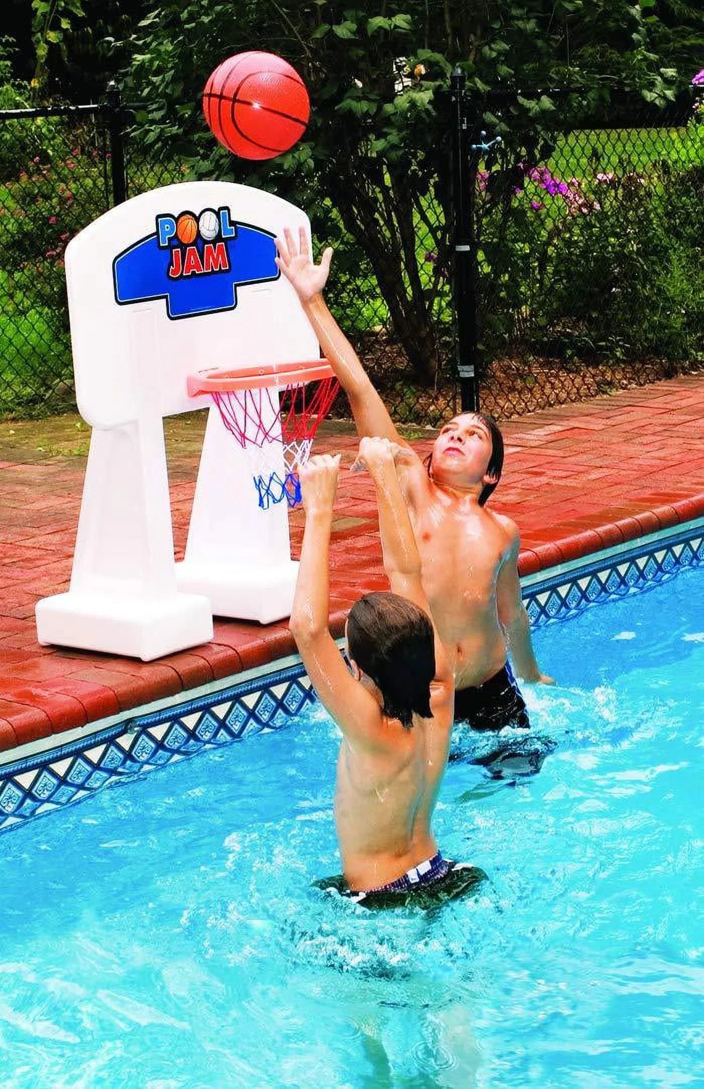 Pool Basketball Hoop Poolside Game   Heavy Duty With Plastic Rim For Kids & Adults Swimming Splash Hoops Games With Midsize Water Basketball, Toy For Pools, Outdoor Summer Hoops 9189M