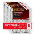 Filtrete 15x20x1,  Furnace Air Filter,  1000, Micro Allergen Defense, 6-Pack (exact dimensions 14.81 x 19.81 x 0.81)