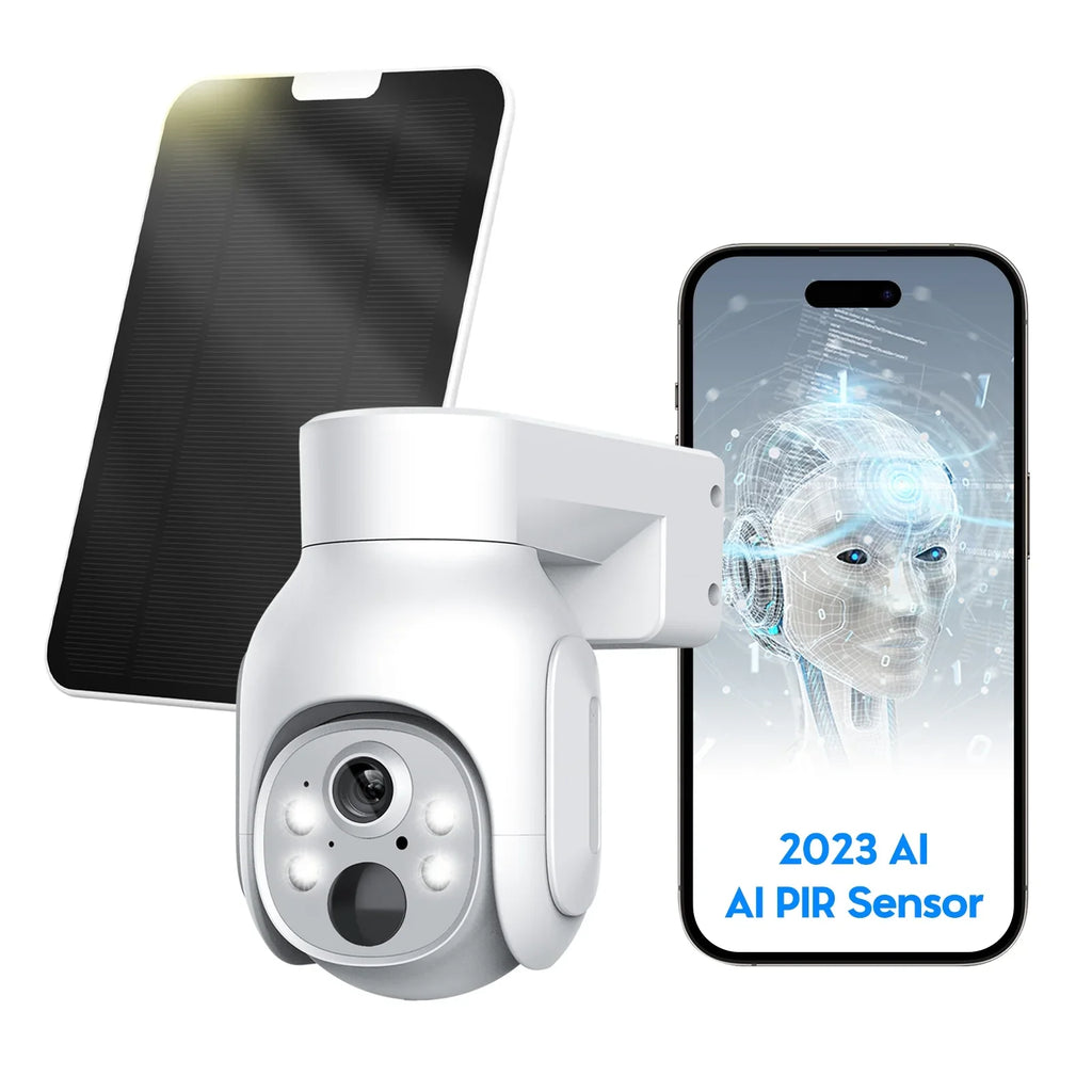 4MP Battery WiFi   Camera Wireless 2K with Solar Panel Smart Hybrid Light Outdoor