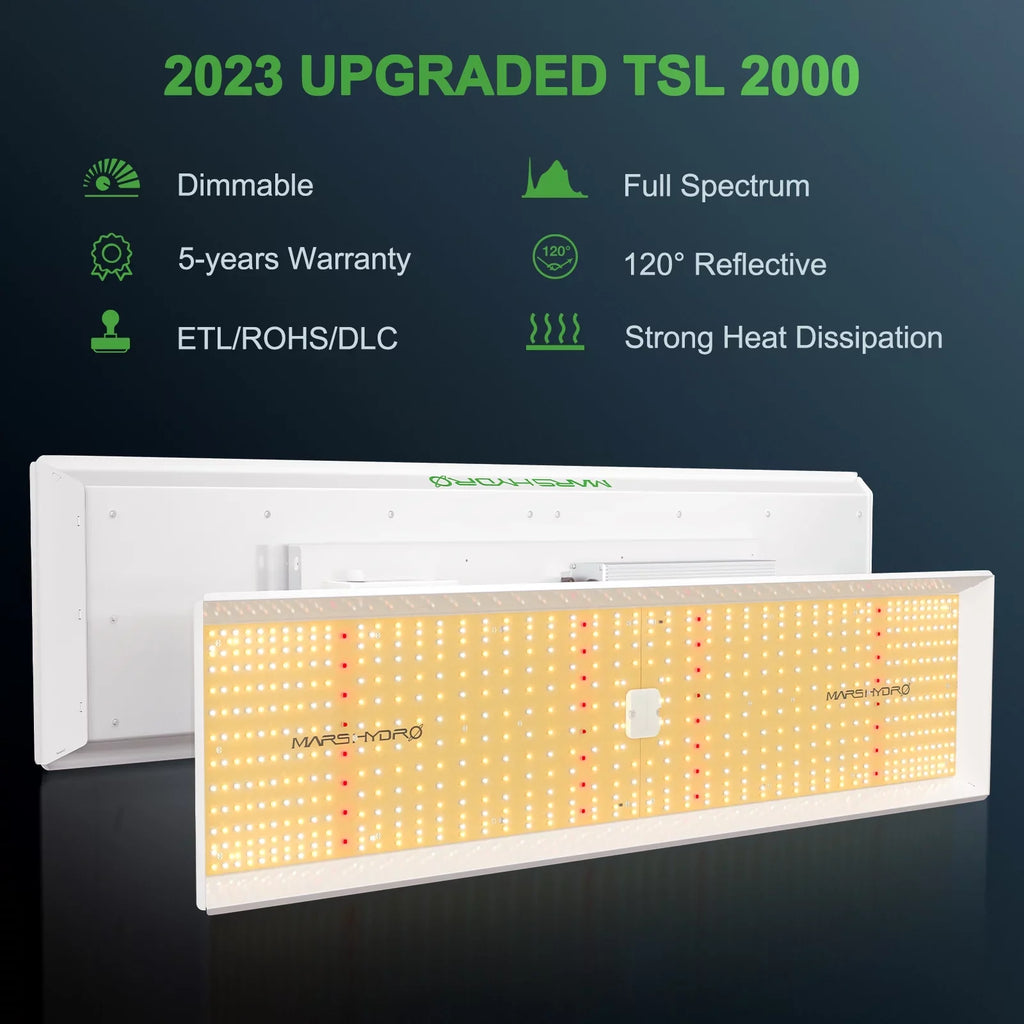 2023 Mars Hydro  2000  Grow Light Full Spectrum Sunlike Spectrum 300W Dimmable  Grow Light Max Yield 2.5g/ High