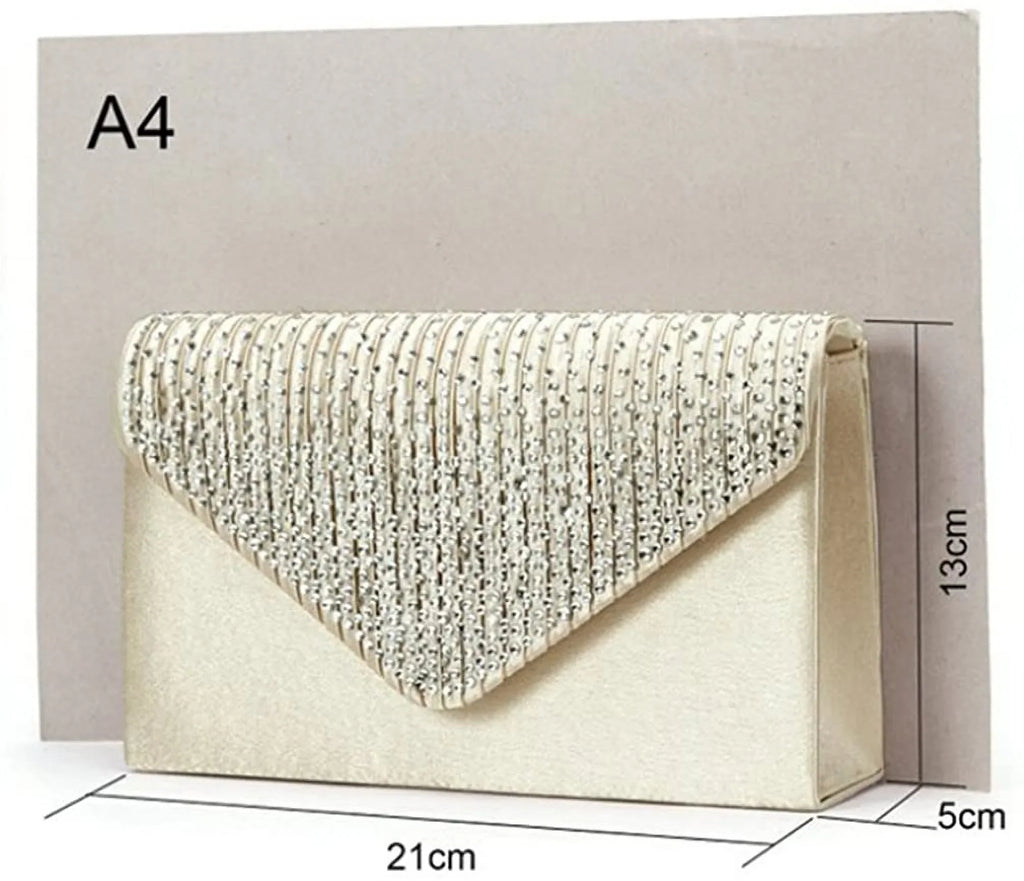 '-Story Women's Rhinestone Satin Frosted Evening Wedding Clutch Bag Handbag Purse