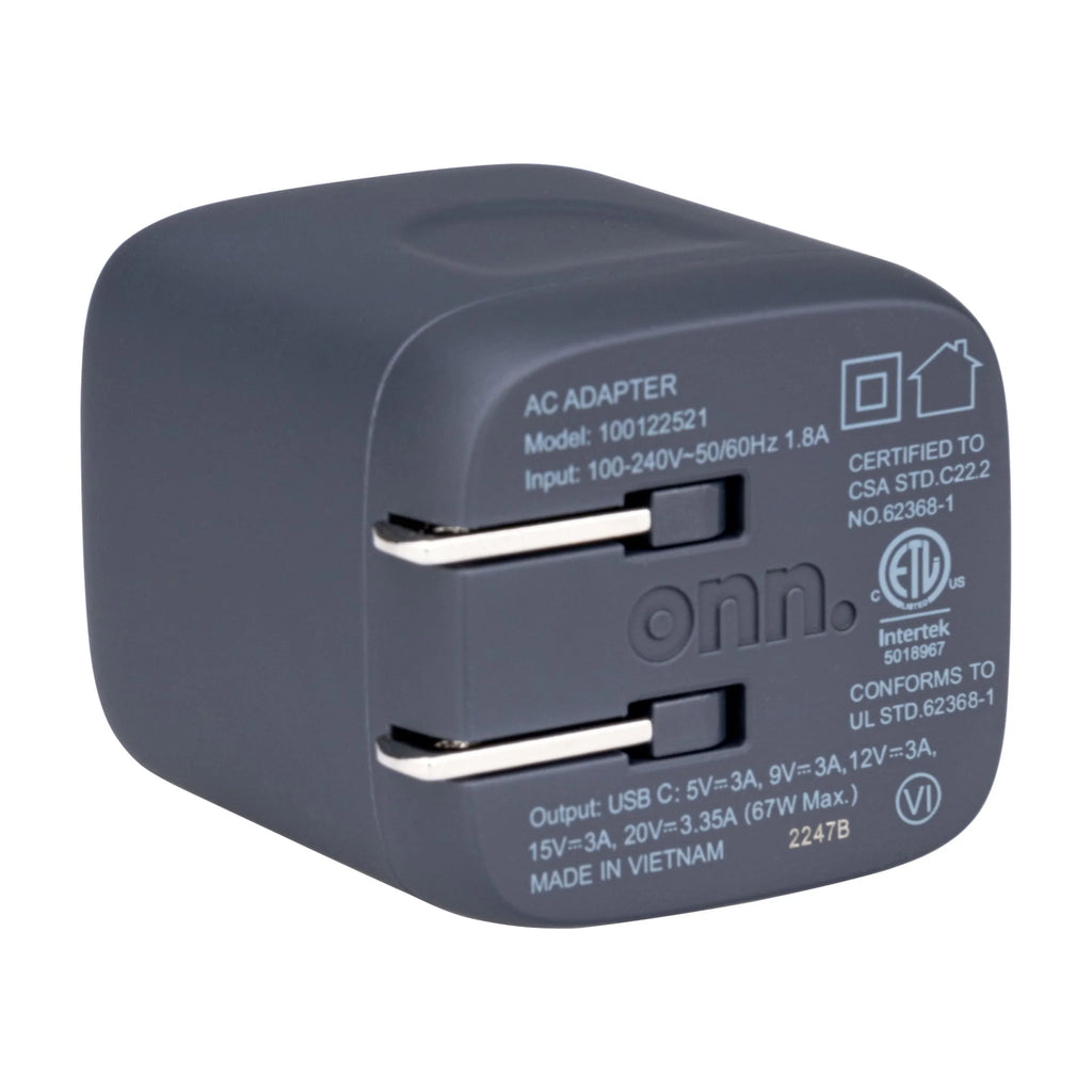 onn.  67W Laptop Charger with 1 - Port, Compatible for Apple,Dell,,Asus,Acer,Lenovo,Grey
