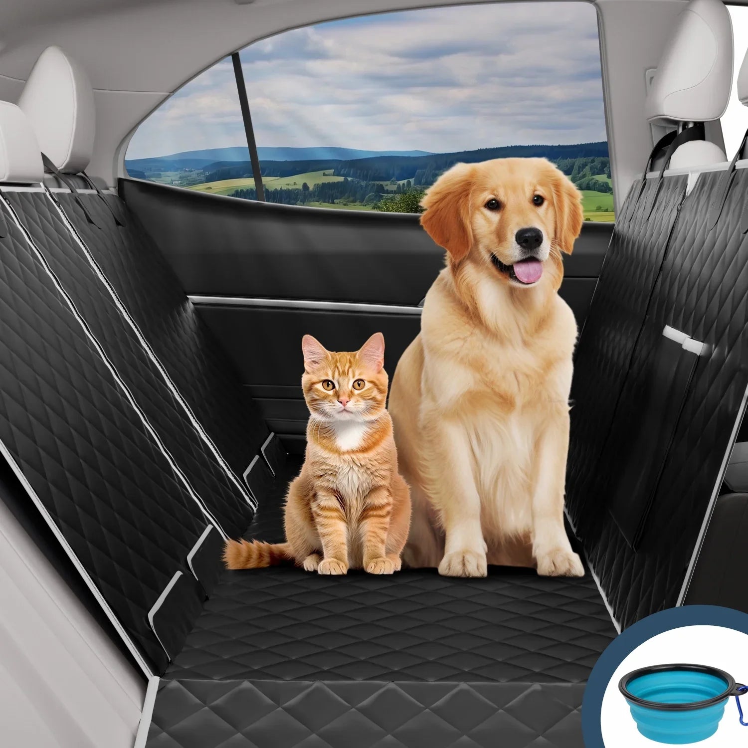 Dog Car Seat Cover for Back Seat, Waterproof Pet Seat Cover 600D Scratch-Proof  Dog Seat Cover for Truck, Vehicle , Tesla, Machine Washable,Color Black