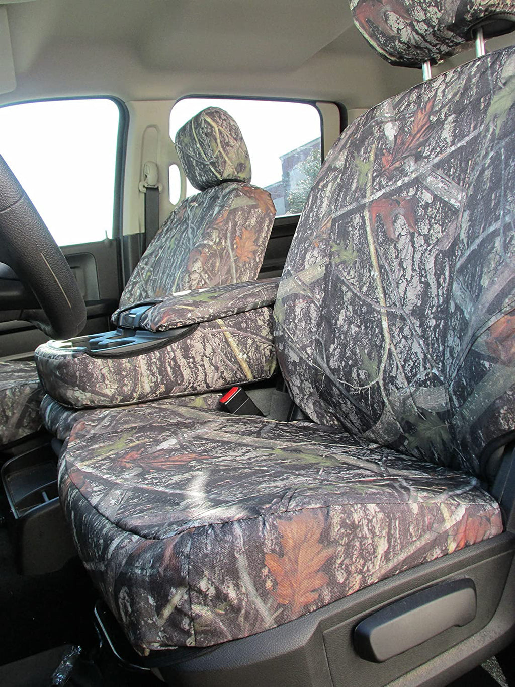 Compatible with 2013-2019 and 2020 Classic Dodge Ram 1500-3500 Cab Front 40/20/40 with opening console with 3 cupholders, 20 section does not open. In  Camouflage Endura