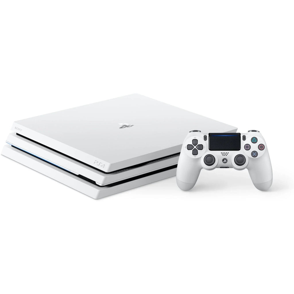 Pre-Owned Sony PlayStation 4 Pro 1TB Gaming Console White with Charging Dock Headset Bolt Axtion