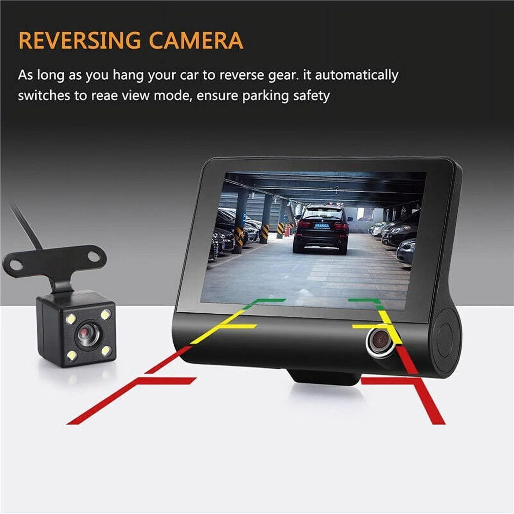 Car Dual Lens Dash Cam 1080P 4"   Front/Rear/Built-In Video Camera Driving Recorder -Sensor, Motion Detection and Parking Monitoring