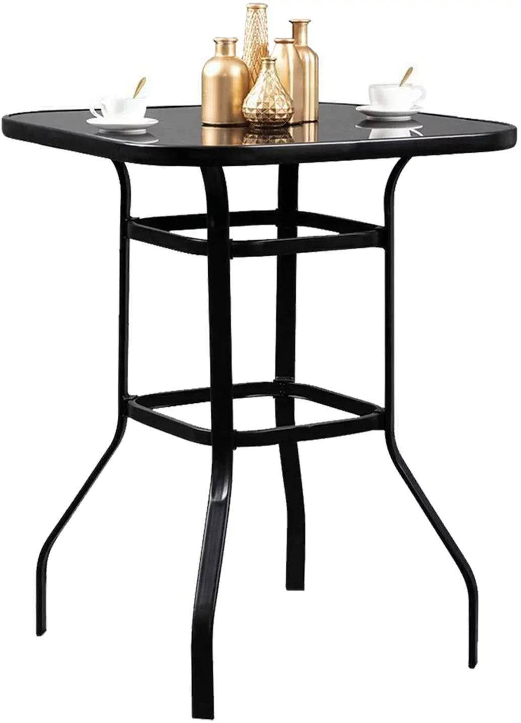 Abigail Elegant Designed With Still Frame Tempered Glass Bar Table