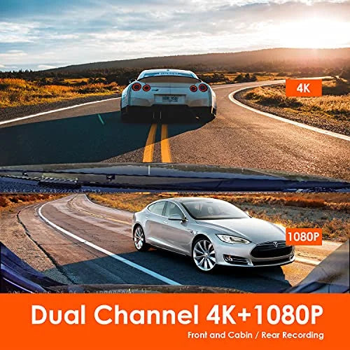 Vantrue  3 Channel 4K Dash Cam, 4K+1080P Front and Rear, 1440P+1440P Front and