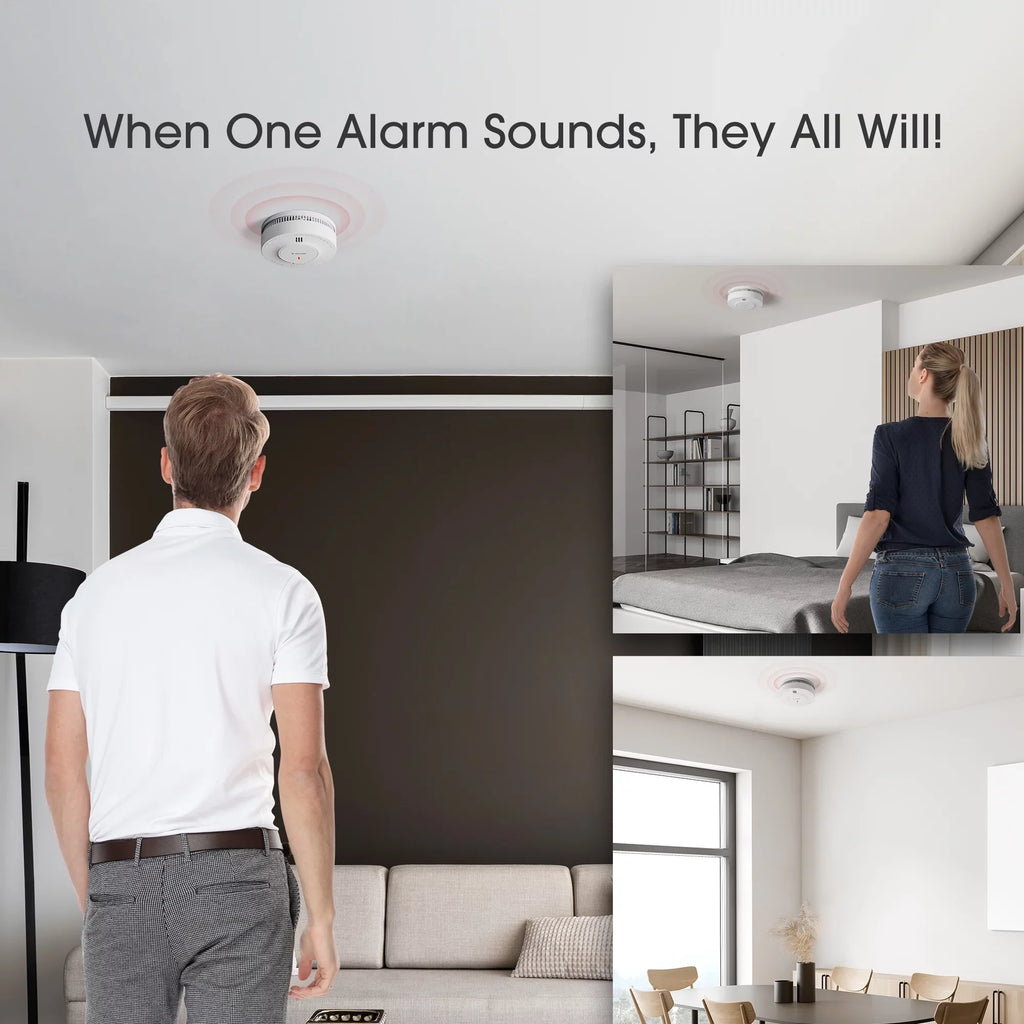 '-Sense Photoelectric Smoke Detector, Wireless Interconnected with over 820 ft Transmission Range, -