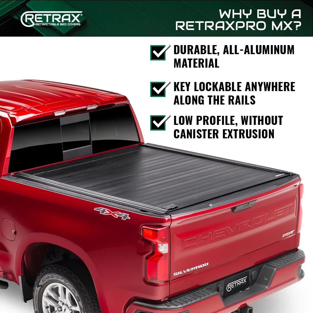 Retrax By Realtruck  Retractable Truck Bed Tonneau Cover | 80842 | Compatible With Select 2007-2021 Toyota Tundra Regular & Double Cab with Deck Rail System 6' 7" Bed (78.7")